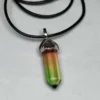Watermelon Tourmaline Stone Healing Double Terminated Point Pendant With Silver Plated Bail Natural stone Pencil Point Pendant