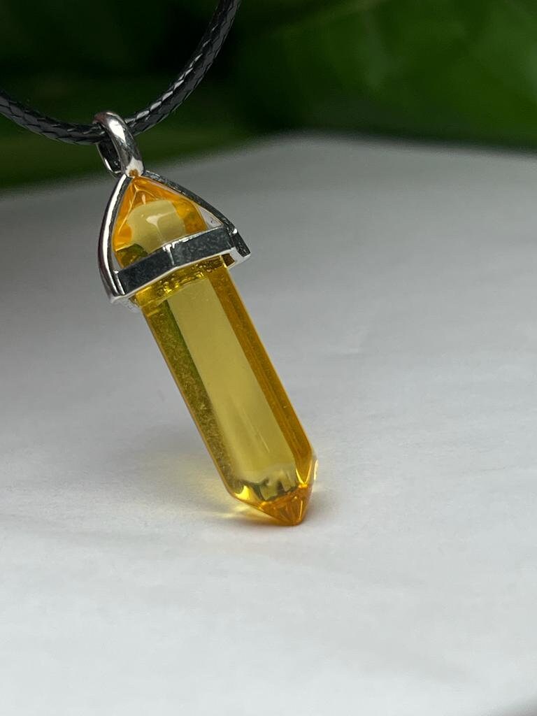 Citrine Aura Quartz Stone Healing Double Terminated Point Pendant With Silver Plated Bail Natural stone Pencil Point Pendant - Image 2