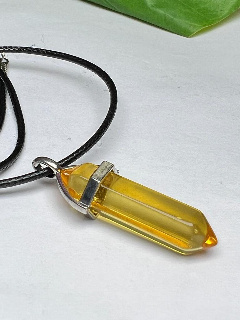 Citrine Aura Quartz Stone Healing Double Terminated Point Pendant With Silver Plated Bail Natural stone Pencil Point Pendant - Image 3