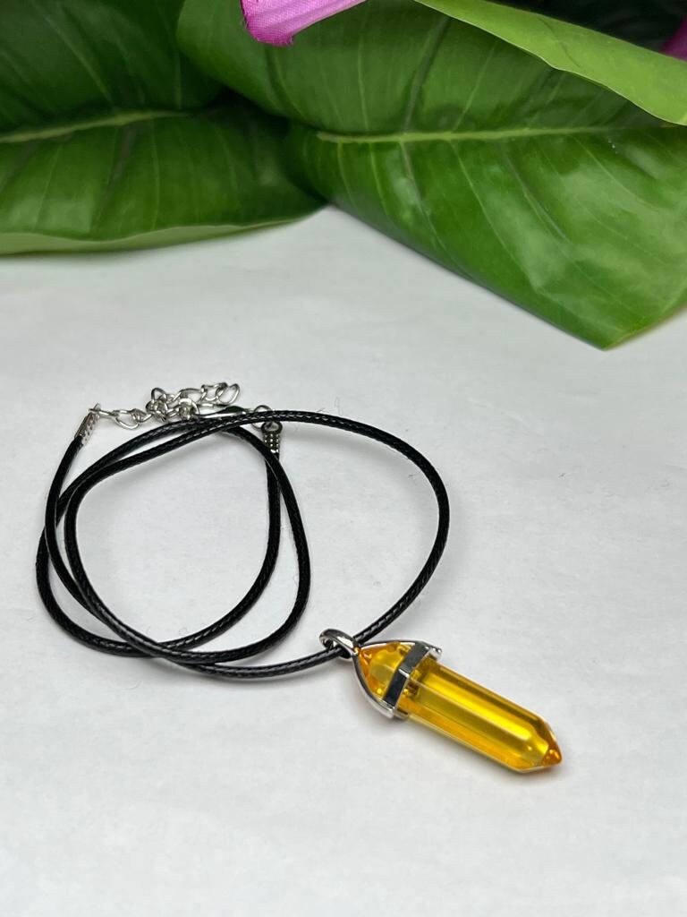 Citrine Aura Quartz Stone Healing Double Terminated Point Pendant With Silver Plated Bail Natural stone Pencil Point Pendant - Image 7