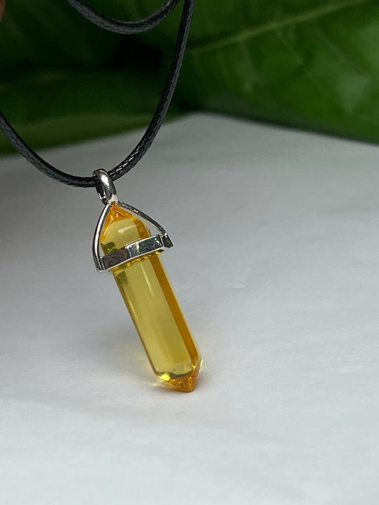 Citrine Aura Quartz Stone Healing Double Terminated Point Pendant With Silver Plated Bail Natural stone Pencil Point Pendant - Image 8