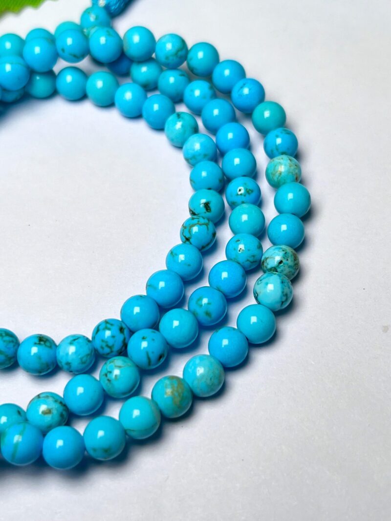 turquoise Gemstone (108+1) Round Beads 6 MM ,8 MM Japamala ,Prayer Divine Yoga Meditation Mala, Rosary Mala, Healing Mala, Necklace - Image 3