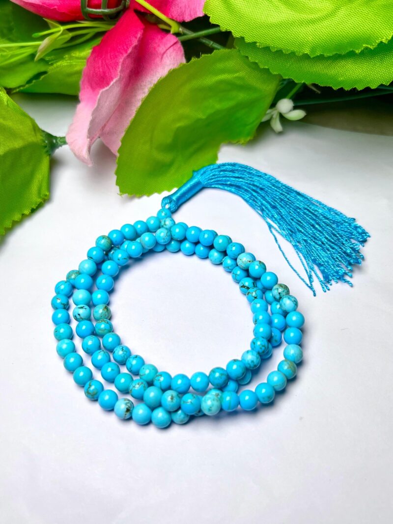 turquoise Gemstone (108+1) Round Beads 6 MM ,8 MM Japamala ,Prayer Divine Yoga Meditation Mala, Rosary Mala, Healing Mala, Necklace