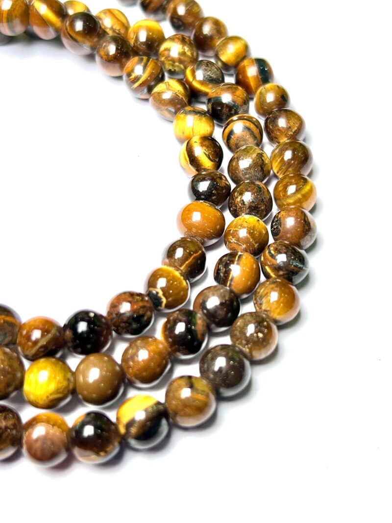 tiger eye Gemstone (108+1) Round Beads 6 MM ,8 MM Japamala ,Prayer Divine Yoga Meditation Mala, Rosary Mala, Healing Mala, Necklace - Image 3
