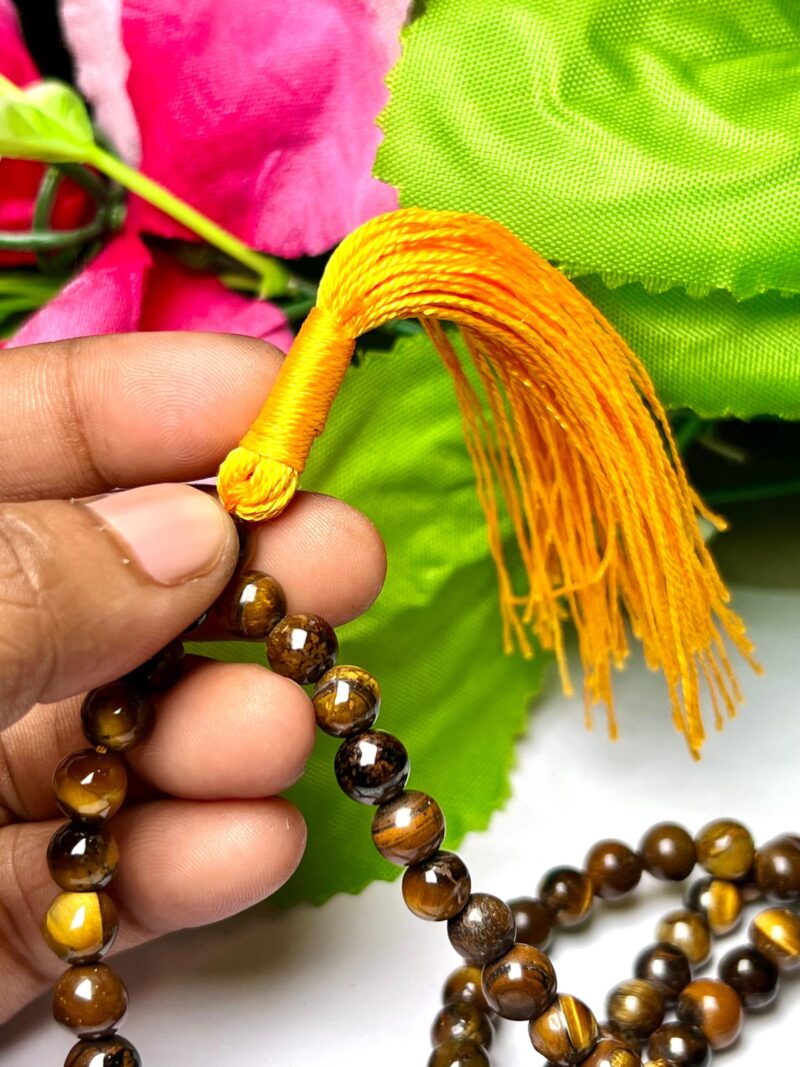 tiger eye Gemstone (108+1) Round Beads 6 MM ,8 MM Japamala ,Prayer Divine Yoga Meditation Mala, Rosary Mala, Healing Mala, Necklace - Image 5