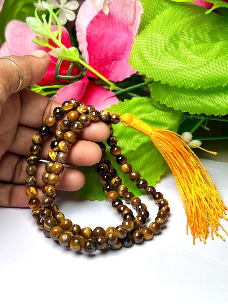 tiger eye Gemstone (108+1) Round Beads 6 MM ,8 MM Japamala ,Prayer Divine Yoga Meditation Mala, Rosary Mala, Healing Mala, Necklace - Image 6