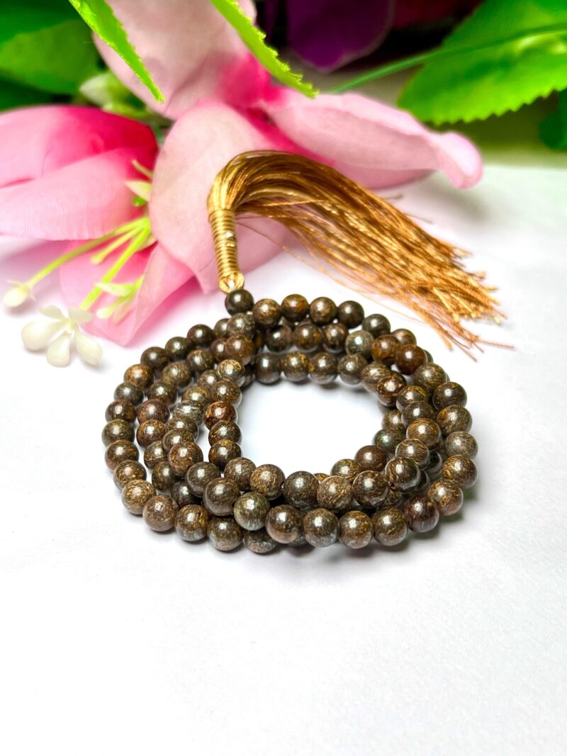Bronzite Gemstone (108+1) Round Beads 6 MM ,8 MM Japamala ,Prayer Divine Yoga Meditation Mala, Rosary Mala, Healing Mala, Necklace