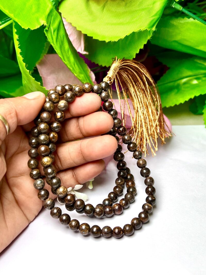 Bronzite Gemstone (108+1) Round Beads 6 MM ,8 MM Japamala ,Prayer Divine Yoga Meditation Mala, Rosary Mala, Healing Mala, Necklace - Image 6