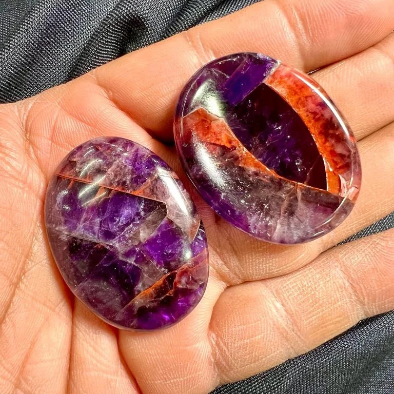 Auralite 23 Oval Shape Worry Stone for Crystal Healing And Meditation - Pocket Palm Stone - Thumb Stone One (1) Piece