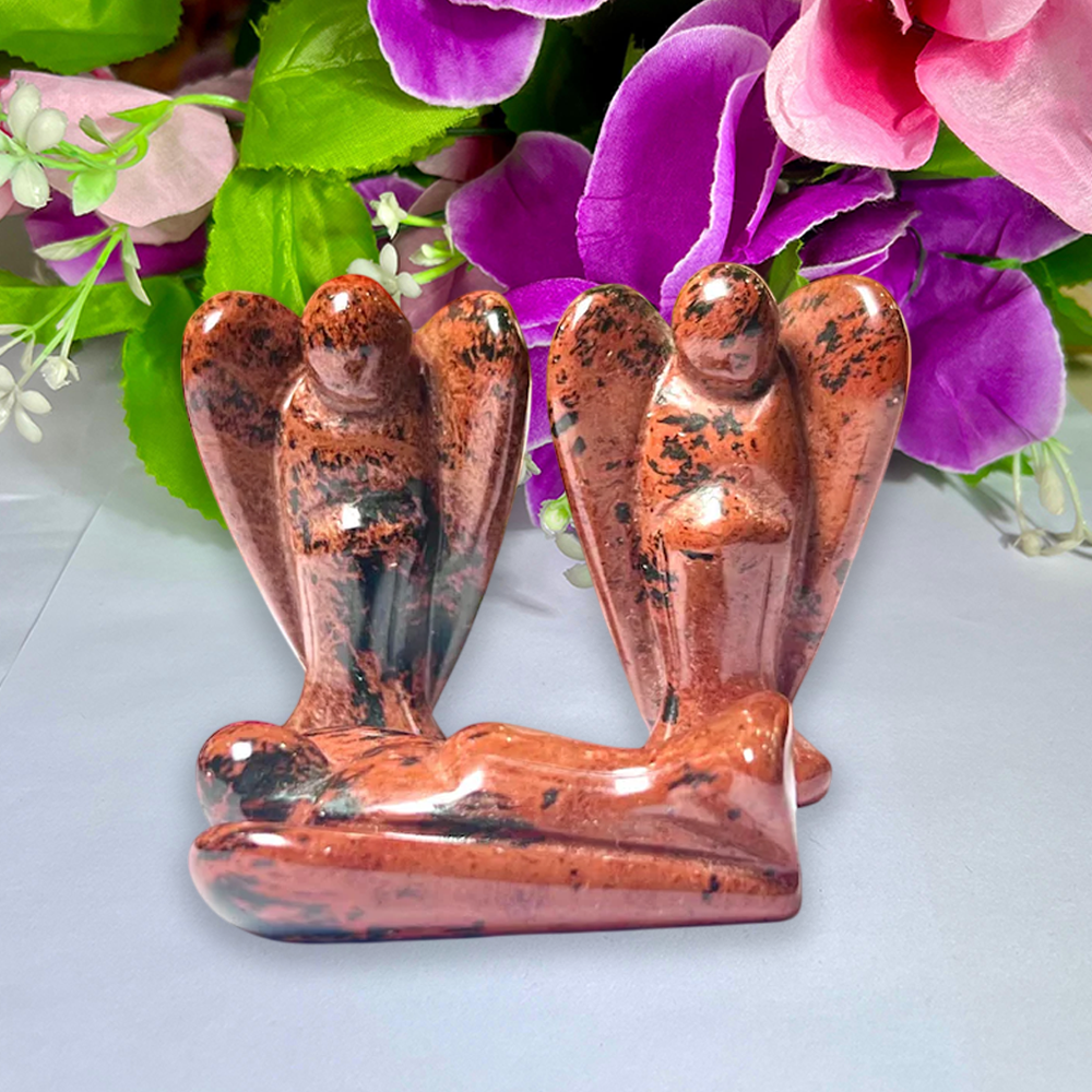 5 CM Angel Mahogany Obsidian Stone Guardian Angel blessed Angelic connection Size 2" - Image 4