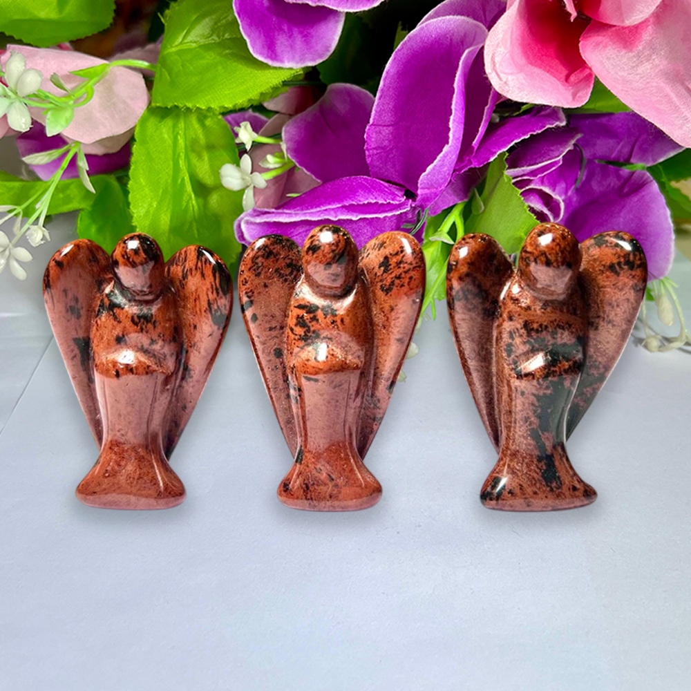 5 CM Angel Mahogany Obsidian Stone Guardian Angel blessed Angelic connection Size 2" - Image 3