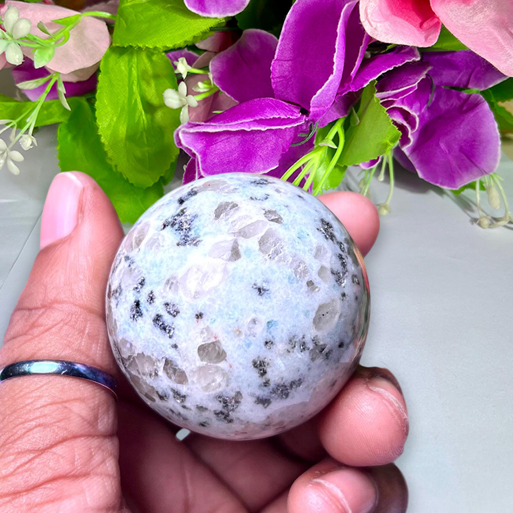 4 CM Kiwi Jasper Stone Sphere Ball Orb With Wooden Stand