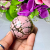4 CM Rhodonite Stone Sphere Ball Orb With Wooden Stand