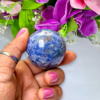 4 CM Sodalite Stone Sphere Ball Orb With Wooden Stand
