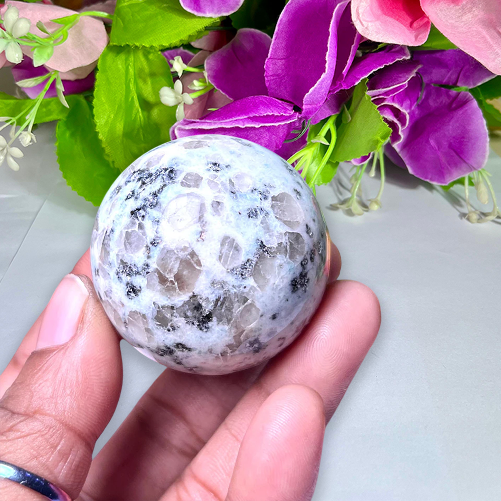 4 CM Kiwi Jasper Stone Sphere Ball Orb With Wooden Stand - Image 4