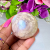 4 CM Rainbow Moonstone Stone Sphere Ball Orb With Wooden Stand