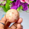 4 CM Sunstone Stone Sphere Ball Orb With Wooden Stand