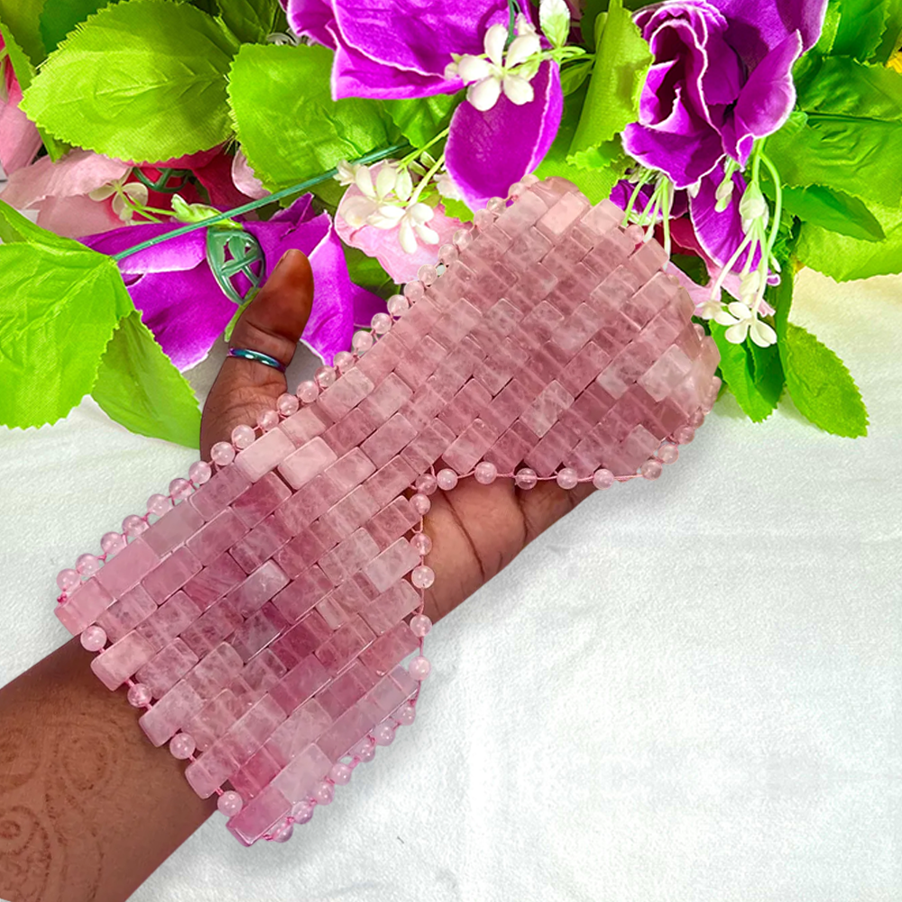 Rose Quartz Crystal Stone Eye Mask for Relaxation and Glow Booster 100% for Facial Skin Care Birthday Gift Bestie | Spa at Home - Image 3