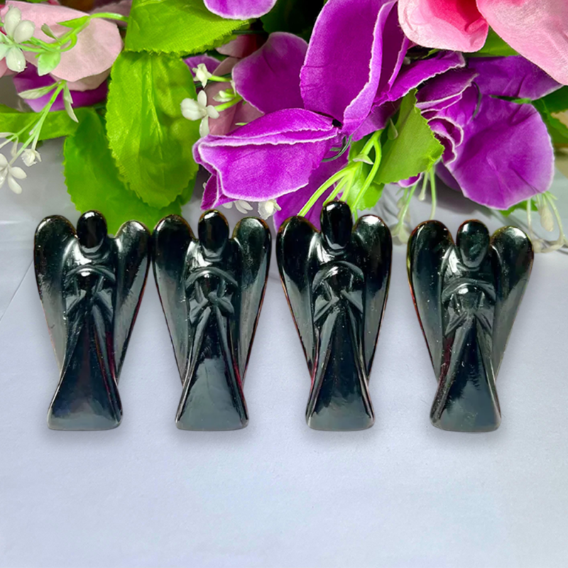 5 CM Black Obsidian Stone ANGEL (1) Piece Free standing guardian Angel crystal Reiki energy blessed hand carved Angelic connection Size 2" - Image 3