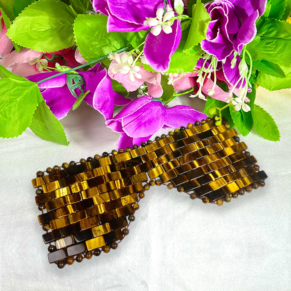 Tiger's Eye Crystal Stone Eye Mask for Relaxation and Glow Booster 100% for Facial Skin Care Birthday Gift Bestie | Spa at Home