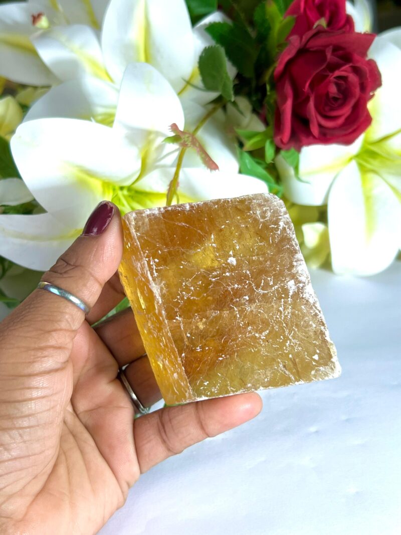Natural Honey Calcite Cubes,Optical Yellow Gold Amplify Energy Overcome Challenges Confidence Strength Courage Self-Worth Stone 308 Grams - Image 6