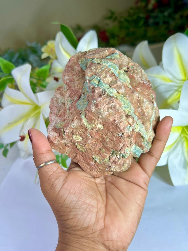 Aquamarine with Red Moonstone Stone Cluster 692 Gram - Image 8