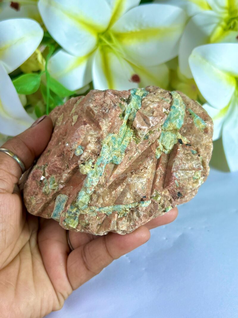 Aquamarine with Red Moonstone Stone Cluster 692 Gram - Image 7