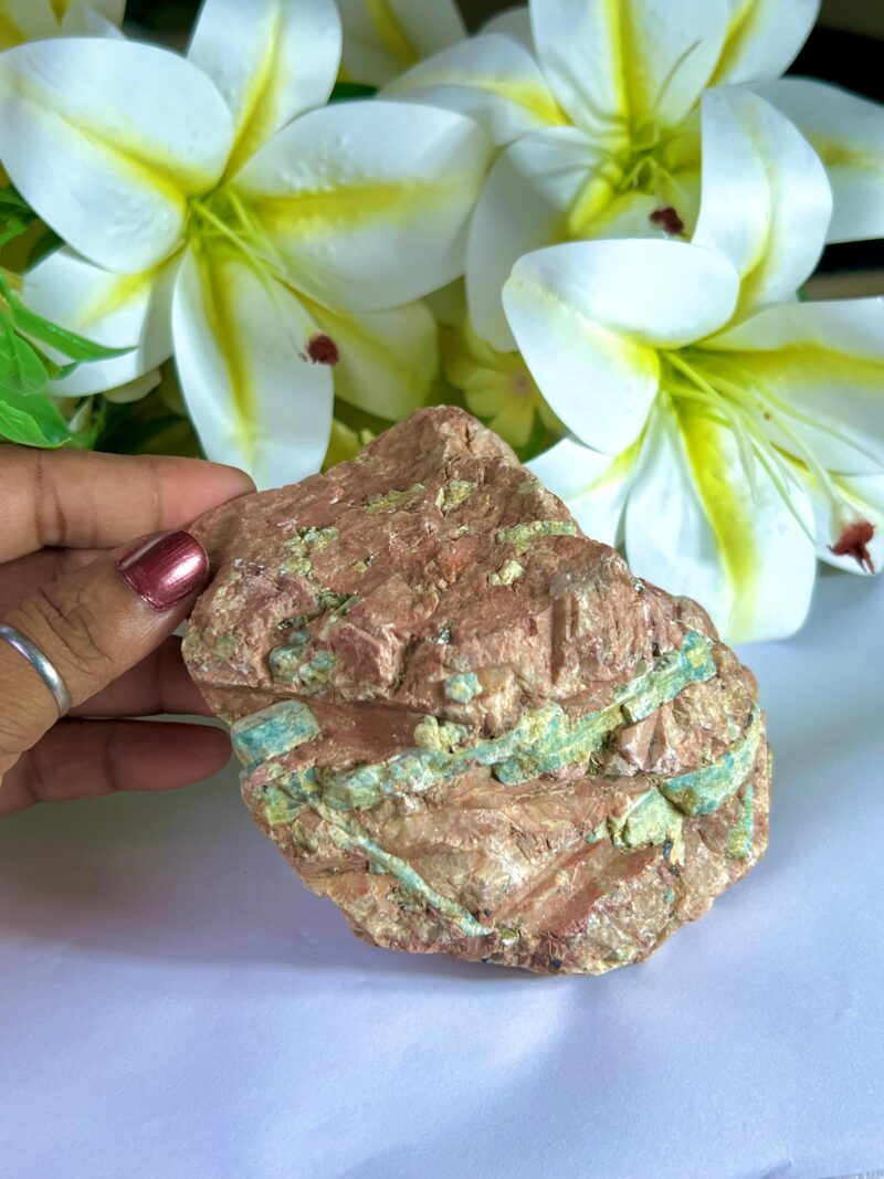 Aquamarine with Red Moonstone Stone Cluster 692 Gram - Image 4
