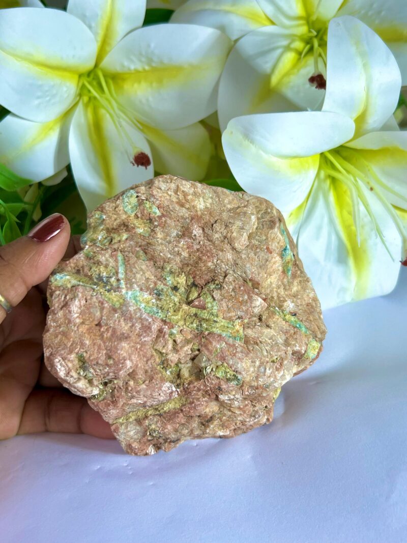 Aquamarine with Red Moonstone Stone Cluster 692 Gram - Image 3